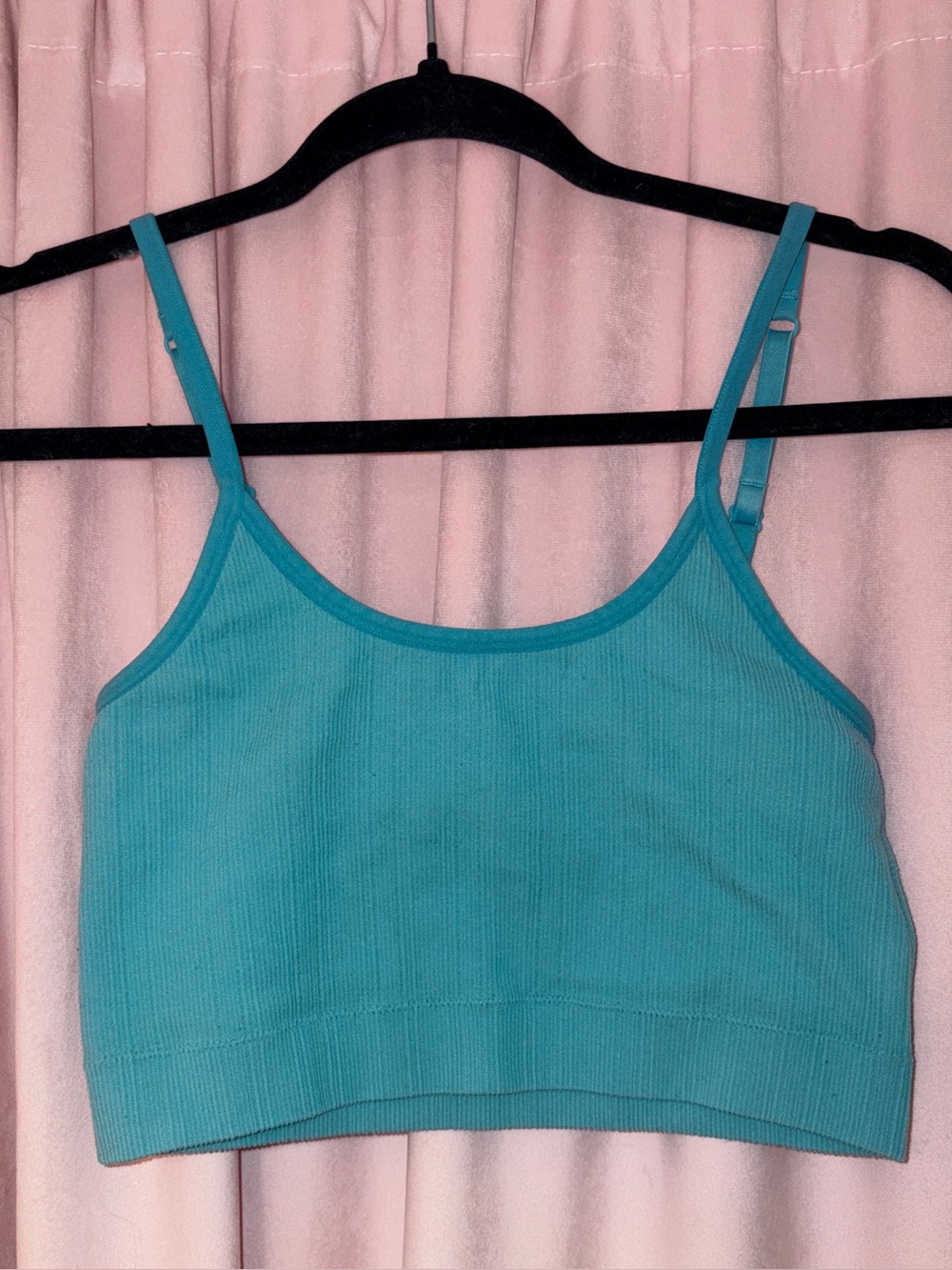 Pink VS Light Blue Ribbed Crop Cami Tank Top Bralette Activewear